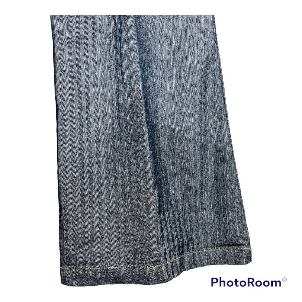 Vintage 90s Y2K Women Denim Pants Set Jacket Pants Belt Flared Wide Leg 4X‎